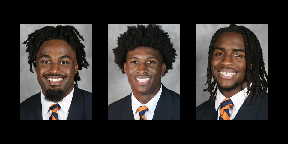 D'Sean Perry, Lavel Davis Jr., and Devin Chandler. (University of Virginia Athletics)