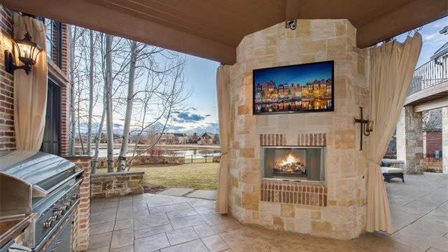 Outdoor kitchen and fireplace