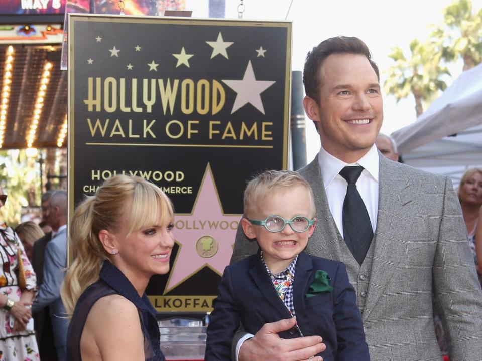 Anna Faris and Chris Pratt with their son, Jack, in 2017 (Getty Images for Disney)