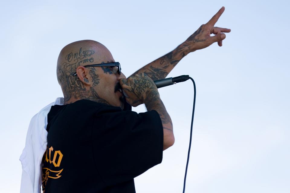 El Paso Chicano rap artist, Payaso915 from Ysleta, performs at the  Higherlevels Carshow and Concert on Sunday, July 16, 2023, at Ascarate Park in El Paso.