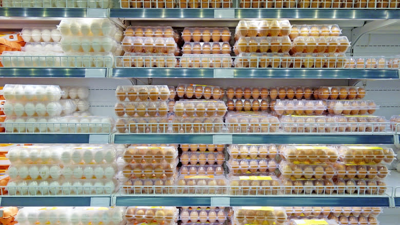 grocery store eggs on shelves