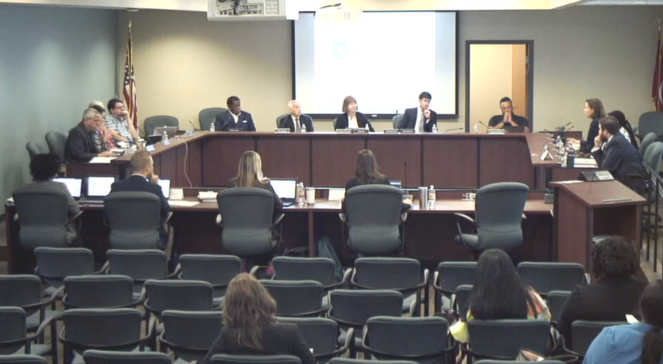 The Tennessee Public Charter School Commission discusses two Nashville charter school applications during a meeting on Oct. 6, 2023, in Nashville.