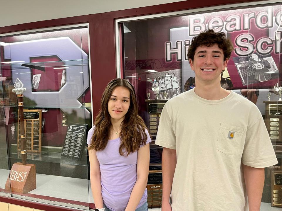 High school has really flown by, says Bearden salutatorian Scott Dunlap, with valedictorian Avigail Laing. It happens when you stay as busy as they have.