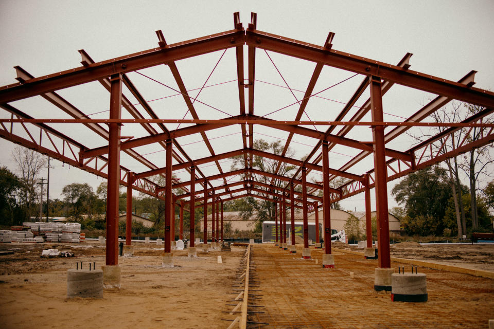Construction at the Kalamazoo Farmers Market, where a renovation is being partially funded by the Foundation for Excellence.<span class="copyright">Akilah Townsend for TIME</span>