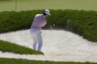 Billy Horschel hits from a bunker on the ninth hole during the third round of the Memorial golf tournament Saturday, June 4, 2022, in Dublin, Ohio. (AP Photo/Darron Cummings)