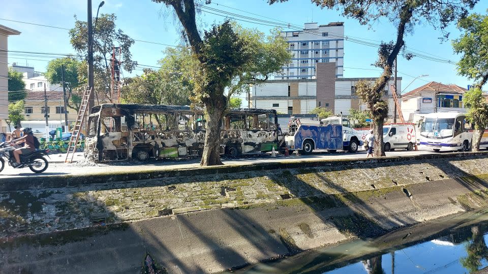 A number of vehicles were destroyed across São Paulo following Santos' relegation. - Luigi Bongiovanni/TheNEWS2/Zuma