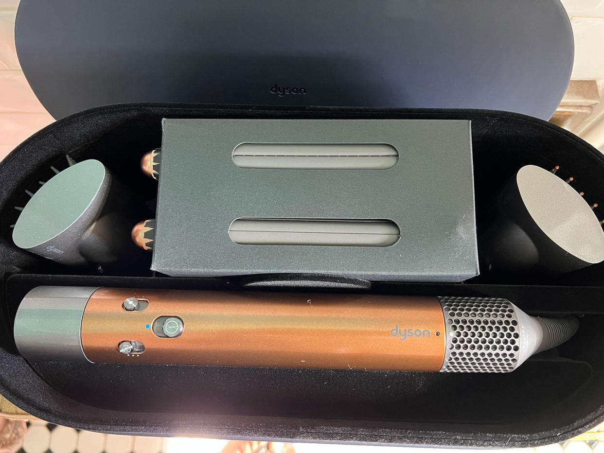 What’s in the box: The Dyson Airwrap Multi-Styler Complete Long includes the Coanda smoothing dryer, 1.2-inch and 1.6-inch Airwrap long barrels, a soft smoothing brush, a firm smoothing brush, a round volumizing brush and a velvet-lined storage case. - Credit: Marie Lodi