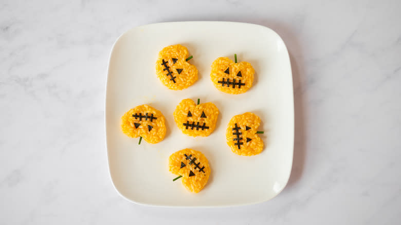 pumpkin onigiri on plate 