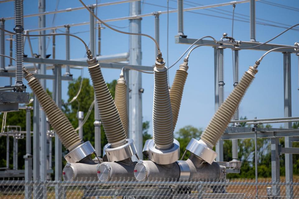 A part of the substation converting power Tuesday, July 12, 2022 at the Indeck Niles Energy Center. 