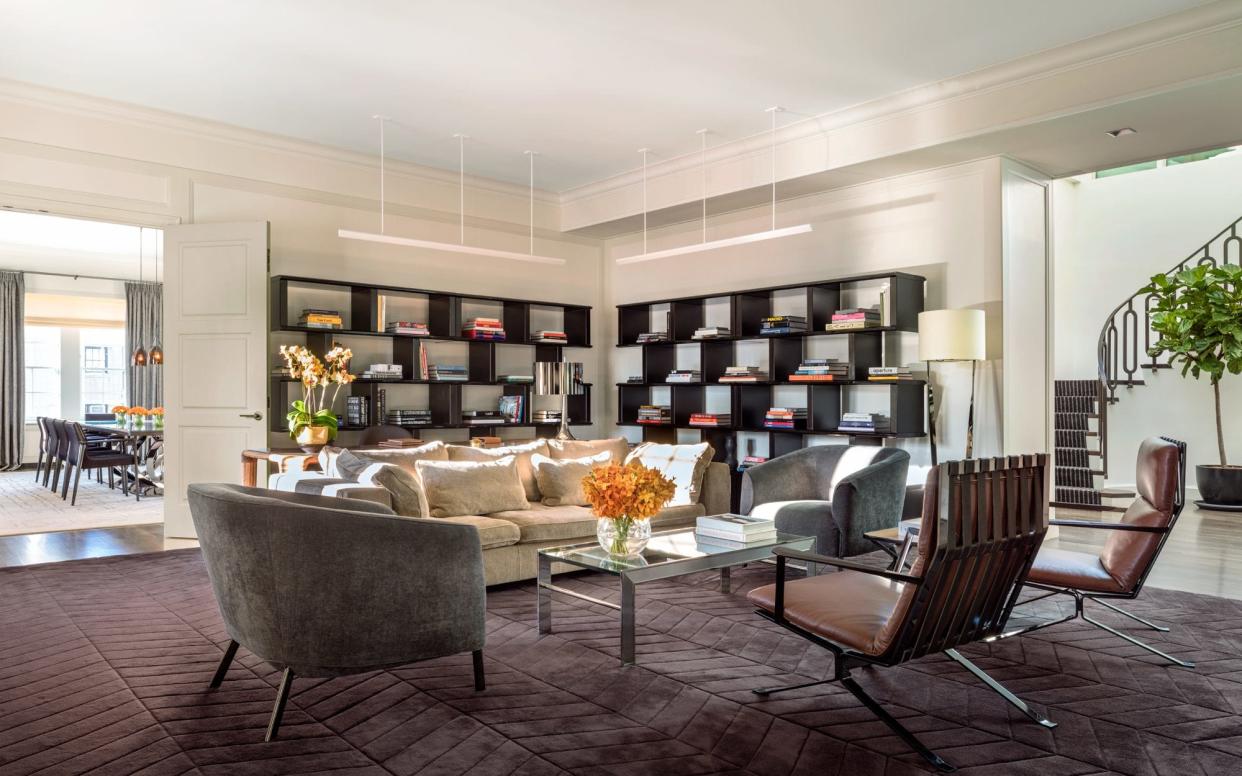 The library area in the penthouse suite of The Mark, New York - www.housetribeca.com