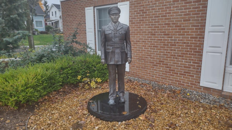 An undated courtesy photo of a statue dedicated to John C. Sjogren located at the Rockford Area Museum.