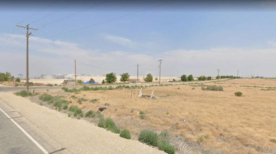 This land at the southeast corner of Cole and Barker roads is part of a 1,088-acre set of parcels Kuna just annexed for an industrial park. The CS Beef Packers plant is in the distance.