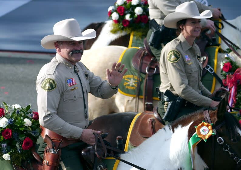 Riverside County Sheriff Chad Bianco participated in the 134th Rose Parade, in Pasadena on Monday, Jan. 2, 2023.