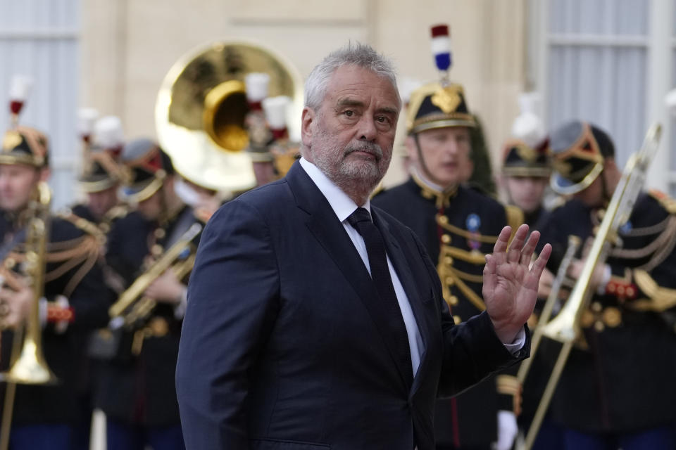French film director Luc Besson arrives to attend a state diner hosted by French President Emmanuel Macron for China's President Xi Jinping at the Elysee Palace, Monday, May 6, 2024 in Paris. (AP Photo/Thibault Camus)
