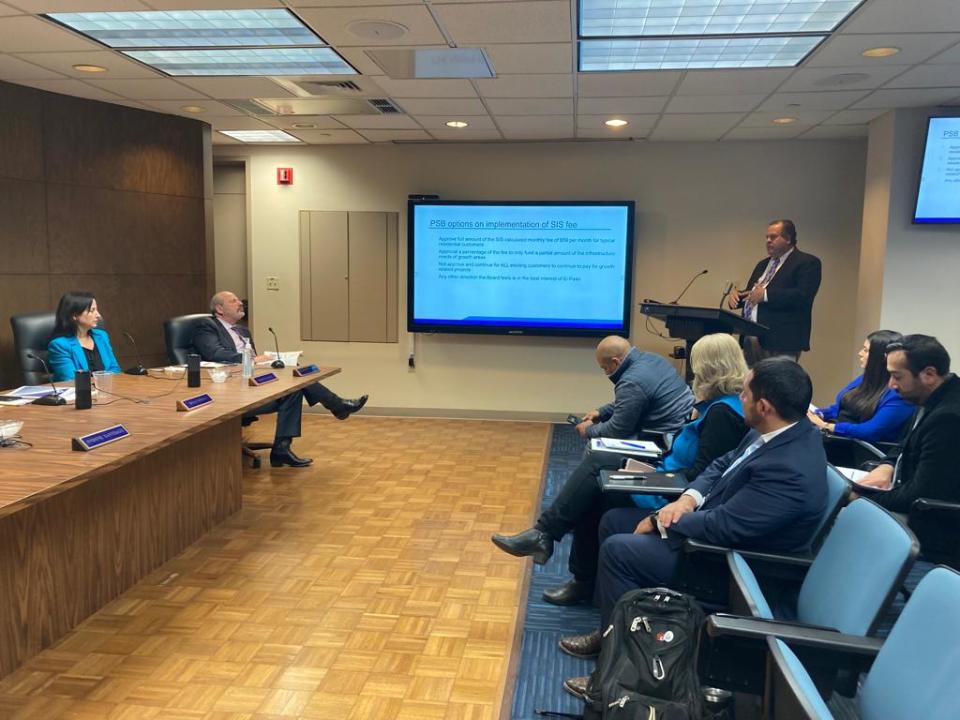 El Paso Water CEO and President John Balliew presents the proposed fiscal year 2023-24 budget to the Public Service Board on Tuesday.