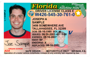 Example of a REAL ID compliant driver license featuring the gold star in the upper right hand corner.