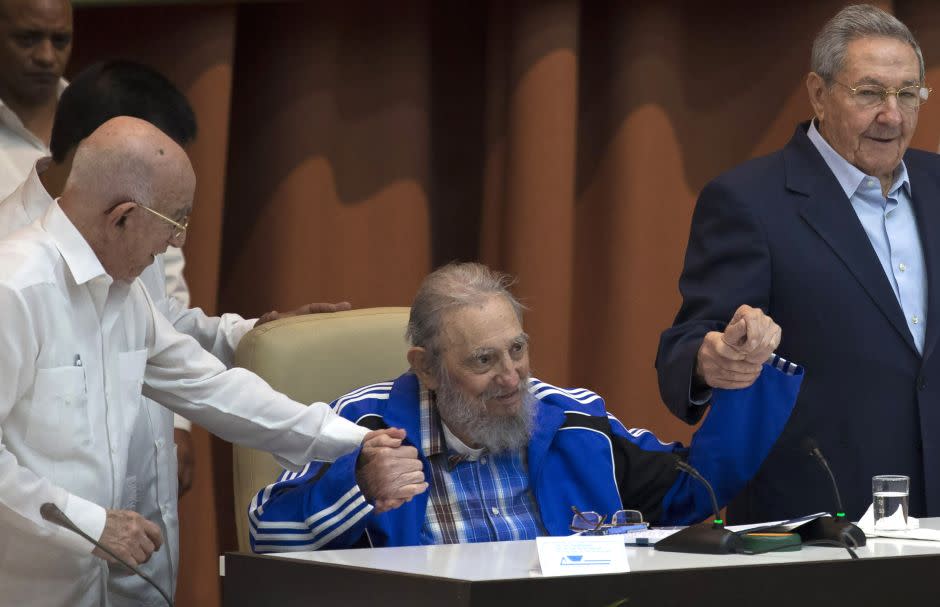 Castro addressing Communist party at the 7th Congress of the Cuban Communist Party, in April 2016 (AP Photo/Cubadebate/Ismael Francisco)