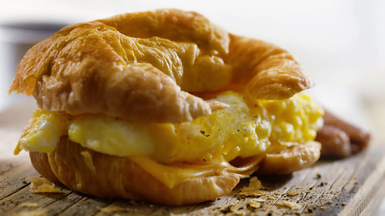 Croissant breakfast sandwich