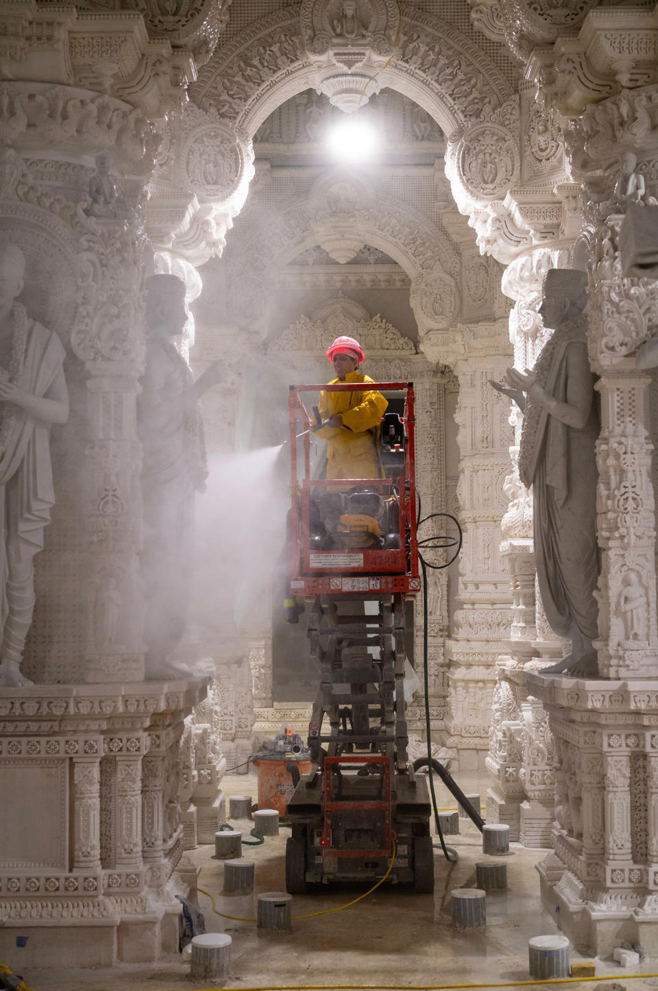 Workers inside the BAPS Akshardham. (BAPS Swaminarayan Akshardham)