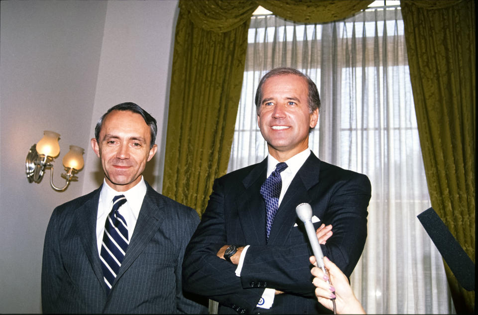 Then-Sen. Joe Biden (D-Del) oversaw the Senate confirmation of George H.W. Bush's nominee David Souter. Souter would go on to defect from conservative bloc to the liberals once on the court. Credit: Arnie Sachs / CNP / MediaPunch /IPX (Photo: CNP / MediaPunch/MediaPunch/IPx)