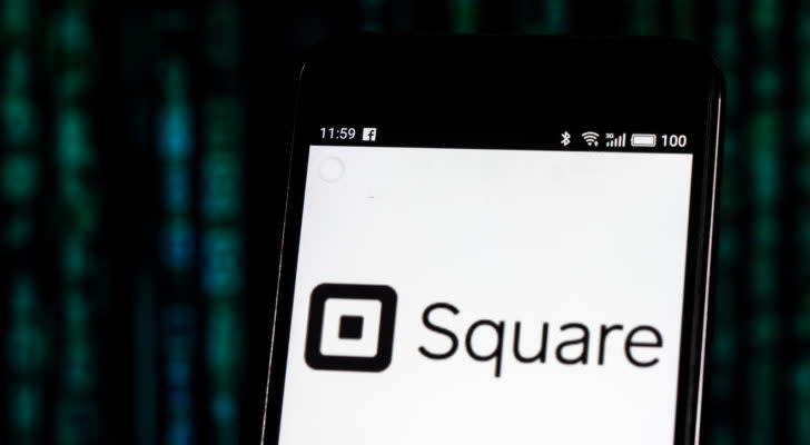 Image of Square (SQ) logo on a mobile phone