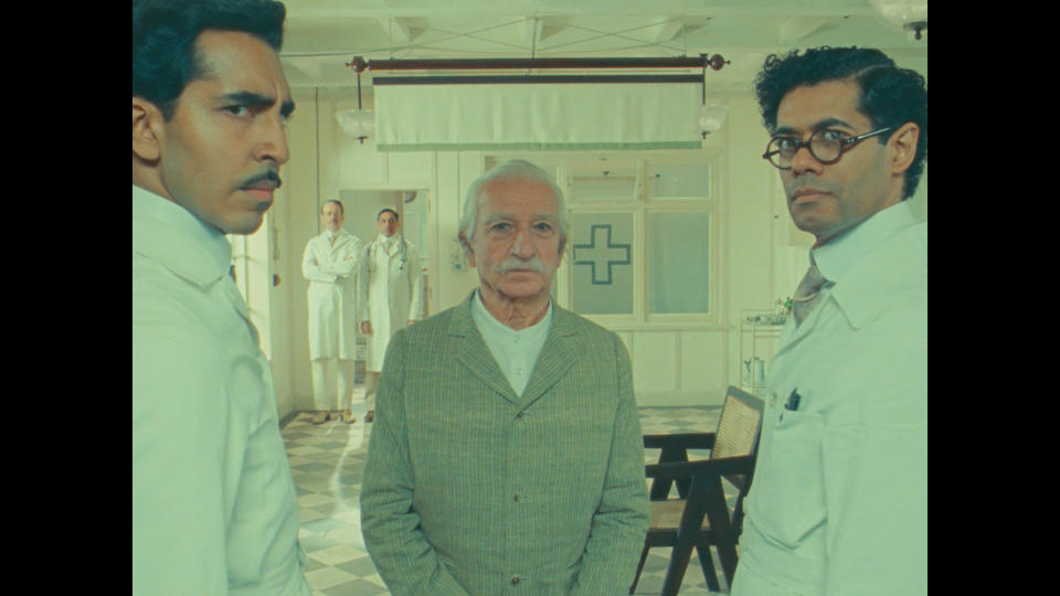 Roald Dahl's The Wonderful Story of Henry Sugar (L-R) Dev Patel as Dr. Chatterjee, Sir Ben Kingsley as Imdad Khan and Richard Ayoade as Dr. Marshall in Roald Dahl's The Wonderful Story of Henry Sugar. Cr. Netflix ©2023