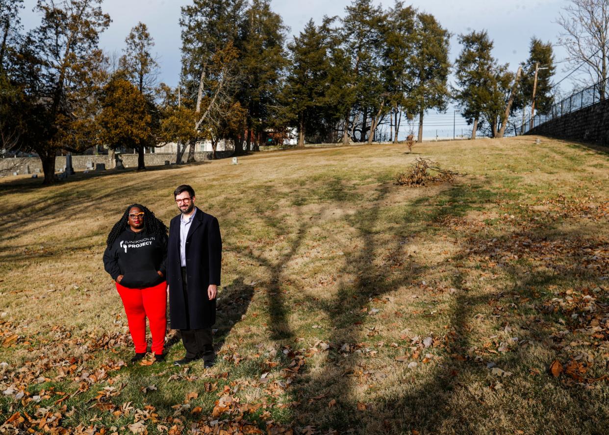 Hannah Drake and Ned Berghausen are organizing an event Feb. 27 to honor the 1,630 Black Catholics that are buried in unmarked graves behind them at the St. Louis Cemetery. Feb 7, 2024