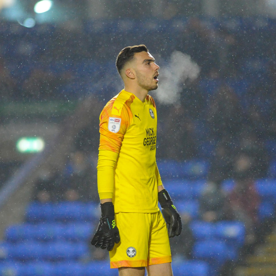 Peterborough keeper Daniel Gyollai during the EFL Trophy match between Peterborough and West Ham United at London Road, Peterborough on Tuesday 8th December 2020.