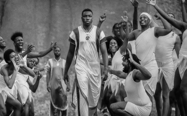 <p>Joseph Fahnbulleh and dancers for Telfar's Olympic lookbook.</p>