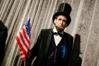 <p>A man disguised as former U.S. president Abraham Lincoln attends an annual Memorial Day commemoration ceremony to honor the men and women who made the ultimate sacrifice while serving in the United States Armed Forces, at the Intrepid museum in New York, U.S., May 29, 2017. (Photo: Eduardo Munoz/Reuters) </p>