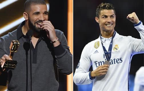 Rapper Drake and soccer player Cristiano Ronaldo completed the top five. Source: Getty