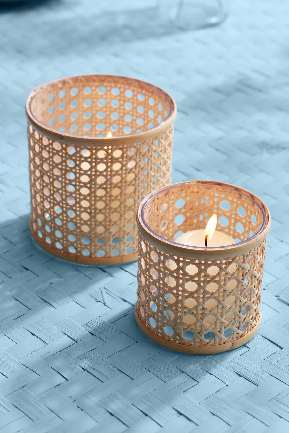 Cane Webbing Votive Holders