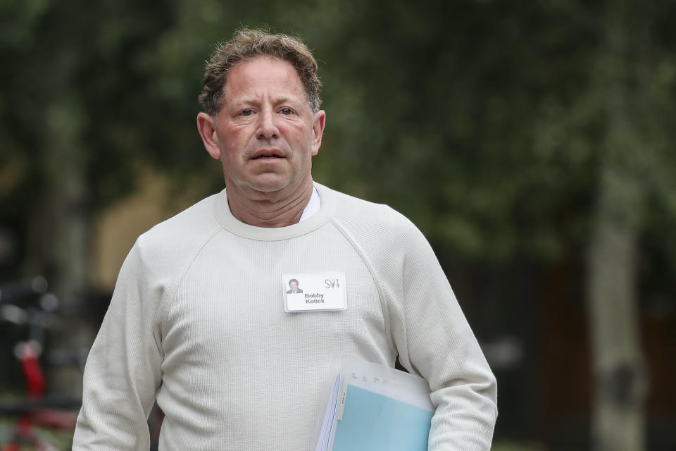 SUN VALLEY, ID - JULY 10:  Bobby Kotick, chief executive officer of Activision Blizzard, attends the annual Allen & Company Sun Valley Conference, July 10, 2019 in Sun Valley, Idaho. Every July, some of the world's most wealthy and powerful businesspeople from the media, finance, and technology spheres converge at the Sun Valley Resort for the exclusive weeklong conference. (Photo by Drew Angerer/Getty Images)