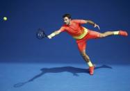 Switzerland's Stan Wawrinka jumps to hit a shot during his third round match against Czech Republic's Lukas Rosol at the Australian Open tennis tournament at Melbourne Park, Australia, January 23, 2016. REUTERS/Jason Reed