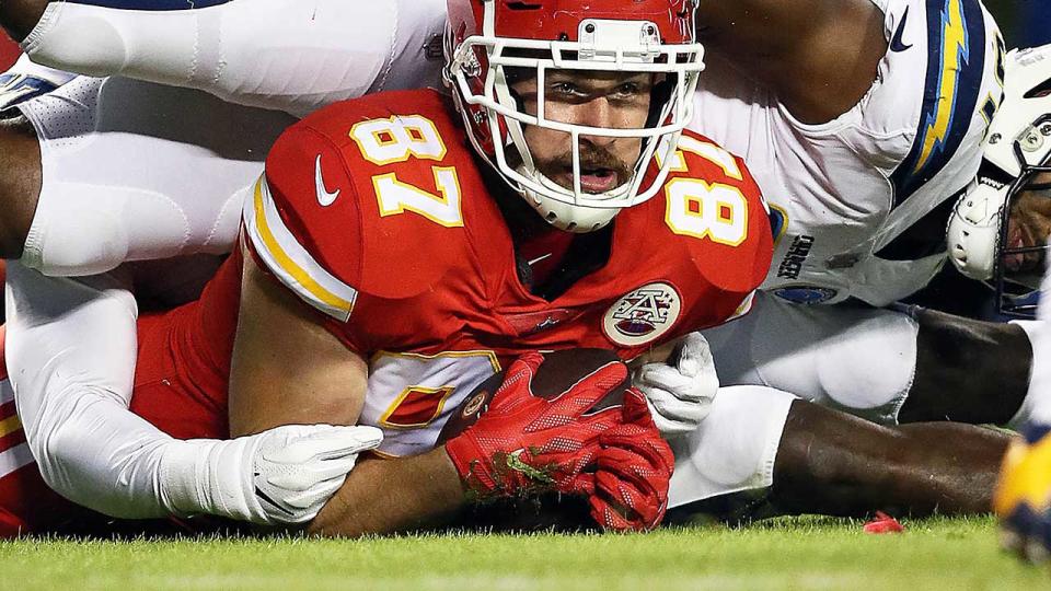 Travis Kelce hauled in a pass worth one million Australian dollars. Pic: Getty