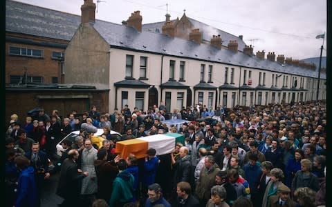 People Marching for the Funeral of Three IRA Members - Credit: Bernard Bisson/ Sygma