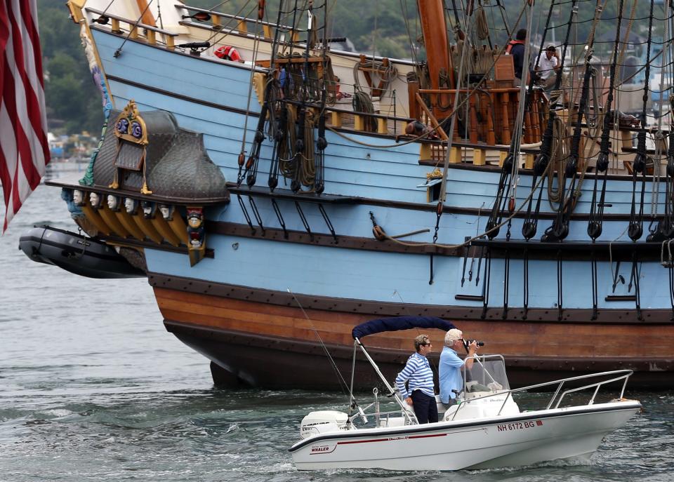 Tall ships arrive in Portsmouth Thursday, Aug. 11, 2022, for the Sail Portsmouth Festival, which continues through Sunday at the Commercial Fish Pier.