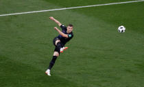 <p>Croatia’s Ante Rebic scores their first goal with a wonderful dipping volley. (REUTERS) </p>