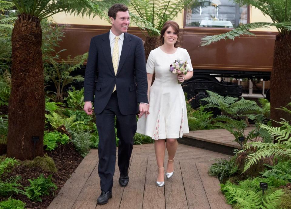 Princess Eugenie of York and her long-term boyfriend Jack Brooksbank during a visit to the RHS Chelsea Flower Show at the Royal Hospital Chelsea in 2016 (Heathcliff O'Malley/The Daily Telegraph/PA)