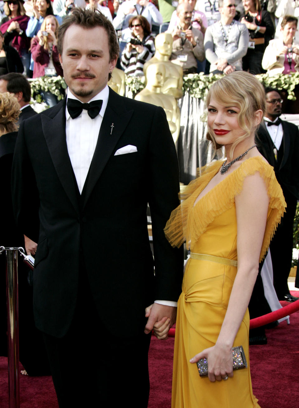 ** FILE ** Heath Ledger arrives with Michelle Williams for the 78th Academy Awards, in this Sunday, March 5, 2006 file photo, in Los Angeles. Ledger was found dead Tuesday, Jan. 22, 2008 at a downtown Manhattan residence in a possible drug-related death, police said. He was 28. (AP Photo/Kevork Djansezian)