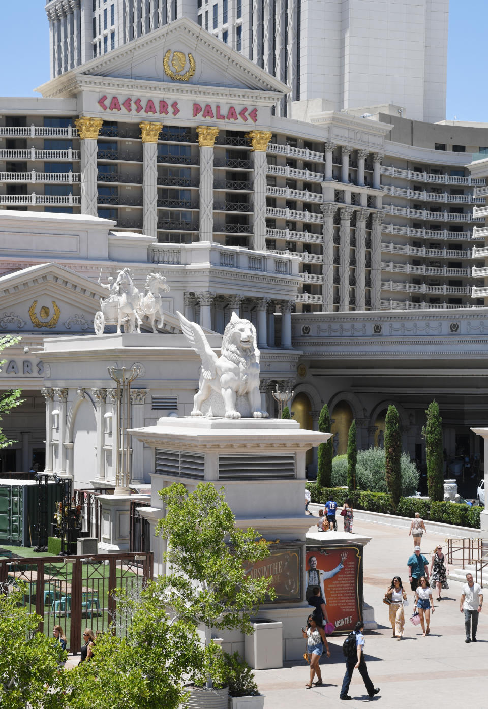LAS VEGAS, NEVADA - JUNE 24:  An exterior view shows Caesars Palace on the Las Vegas Strip on June 24, 2019 in Las Vegas, Nevada. Eldorado Resorts announced today that it would acquire Caesars Entertainment Corp. for USD 17.3 billion.  (Photo by Ethan Miller/Getty Images)