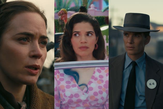 Performances in Oppenheimer, Killers of the Flower Moon, Barbie, American Fiction, and more earned nearly a dozen actors first-time nominations at the 2024 Academy Awards - Credit: Universal Pictures; Warner Bros. Pictures; Universal Pictures