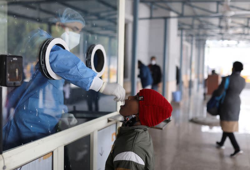 FILE PHOTO: COVID-19 testing inside a hospital in New Delhi