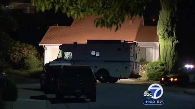 Police attend the home of Mr and Mrs Rabbi in San Jose, California. Photo: ABC