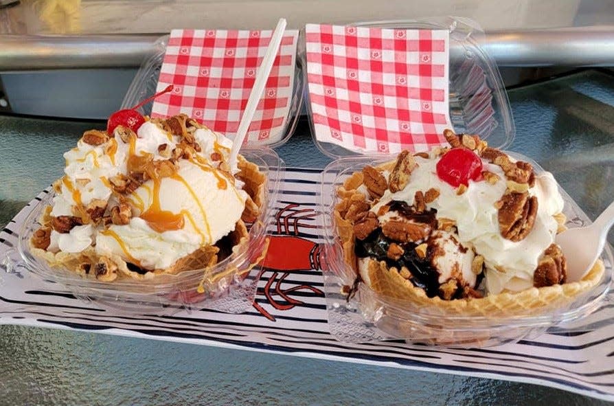 Waffle bowl sundaes at Saltwater Shanty in Supply, N.C.