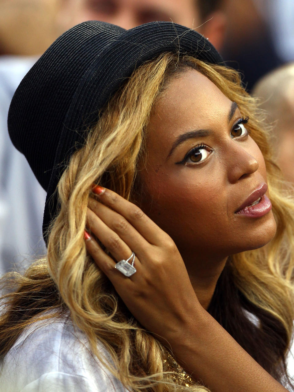 <p>Jay Z gave Beyonce a stunning £3.8 million, 18-carat emerald-cut ring. <i>[Photo: Getty]</i> </p>