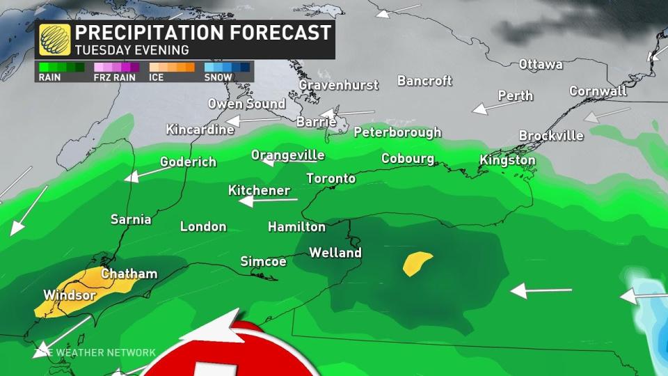 Ontario precip Tuesday evening