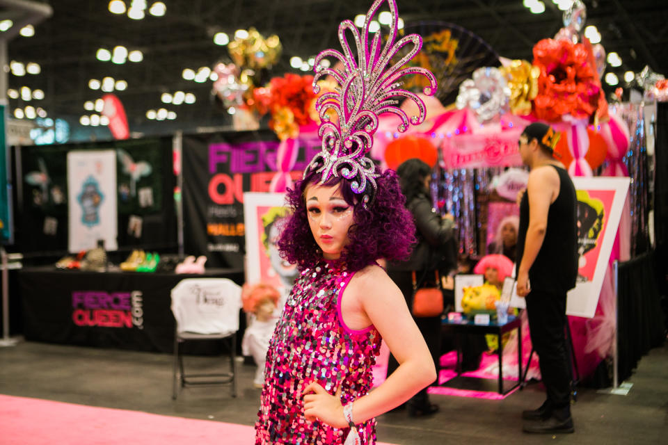 E! the Magnificent, a 13-year-old from Pittsburgh, attended RuPaul’s DragCon NYC. (Photo: Priscilla De Castro for Yahoo Lifestyle)