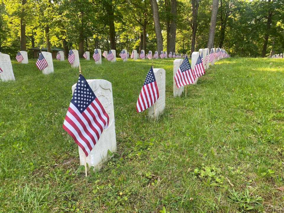 Duke Energy, in partnership with Indiana Veterans Home, placed 2,500 flags at the veteran's home cemetery in honor of memorial day on Tuesday. 5/23/2023