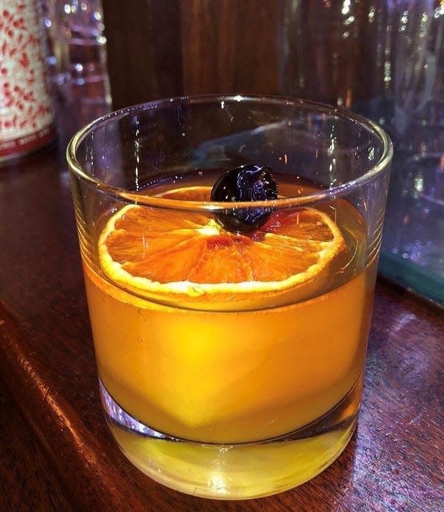 The Old Fashioned at Iron Vine in Peekskill is made with a frozen ice cube made with orange juice.